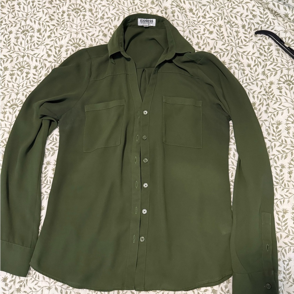 Express Olive Portofino Shirt